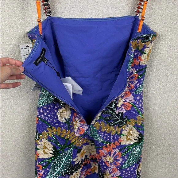 NWT Nadine Merabi Lyra Floral Sequin Mini Dress Beaded Colorful Sz 4 - Picture 12 of 16